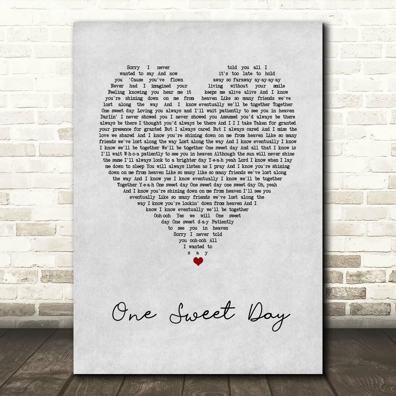 mariah carey one sweet day grey heart song lyric print 1815