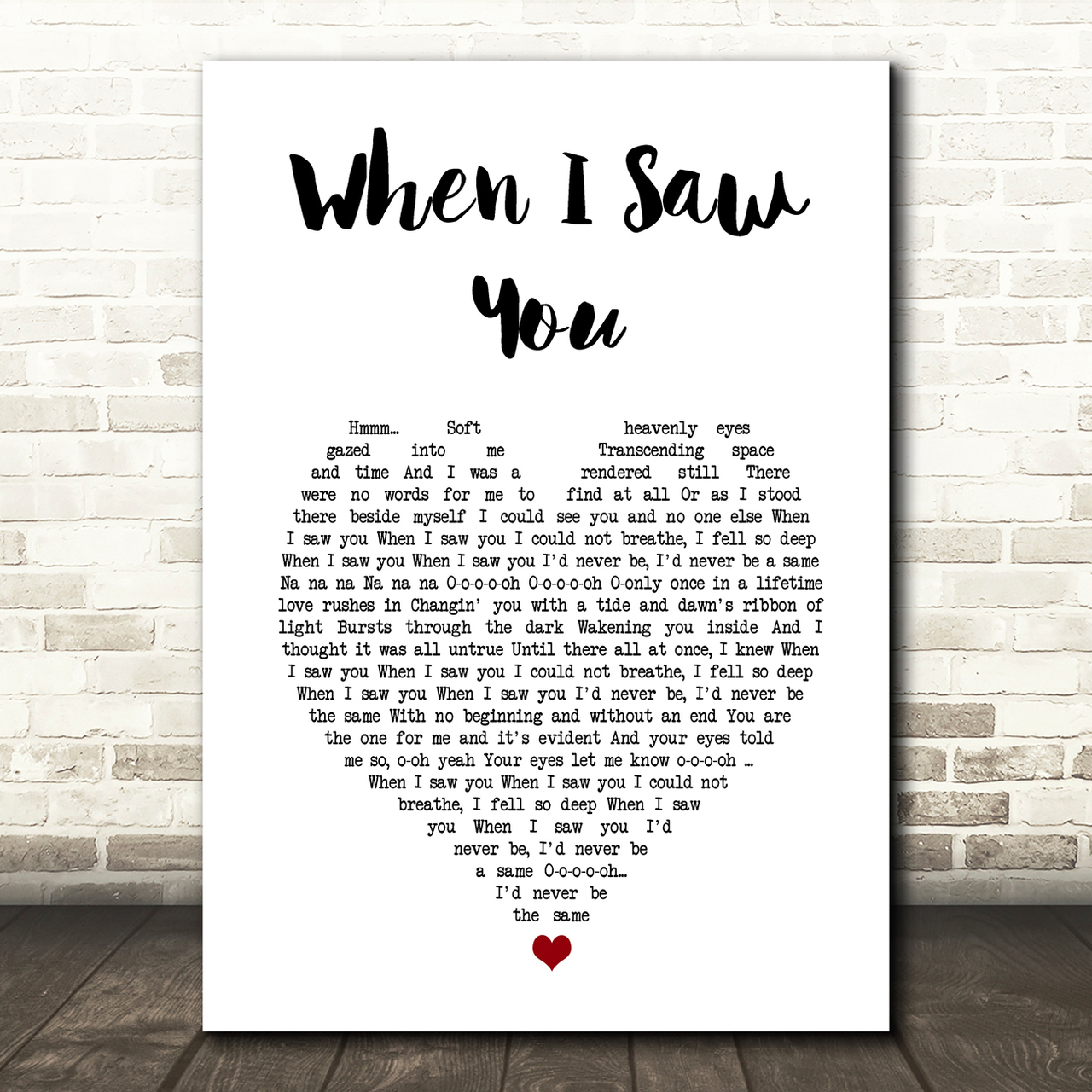 mariah carey when i saw you white heart song lyric art print 8621