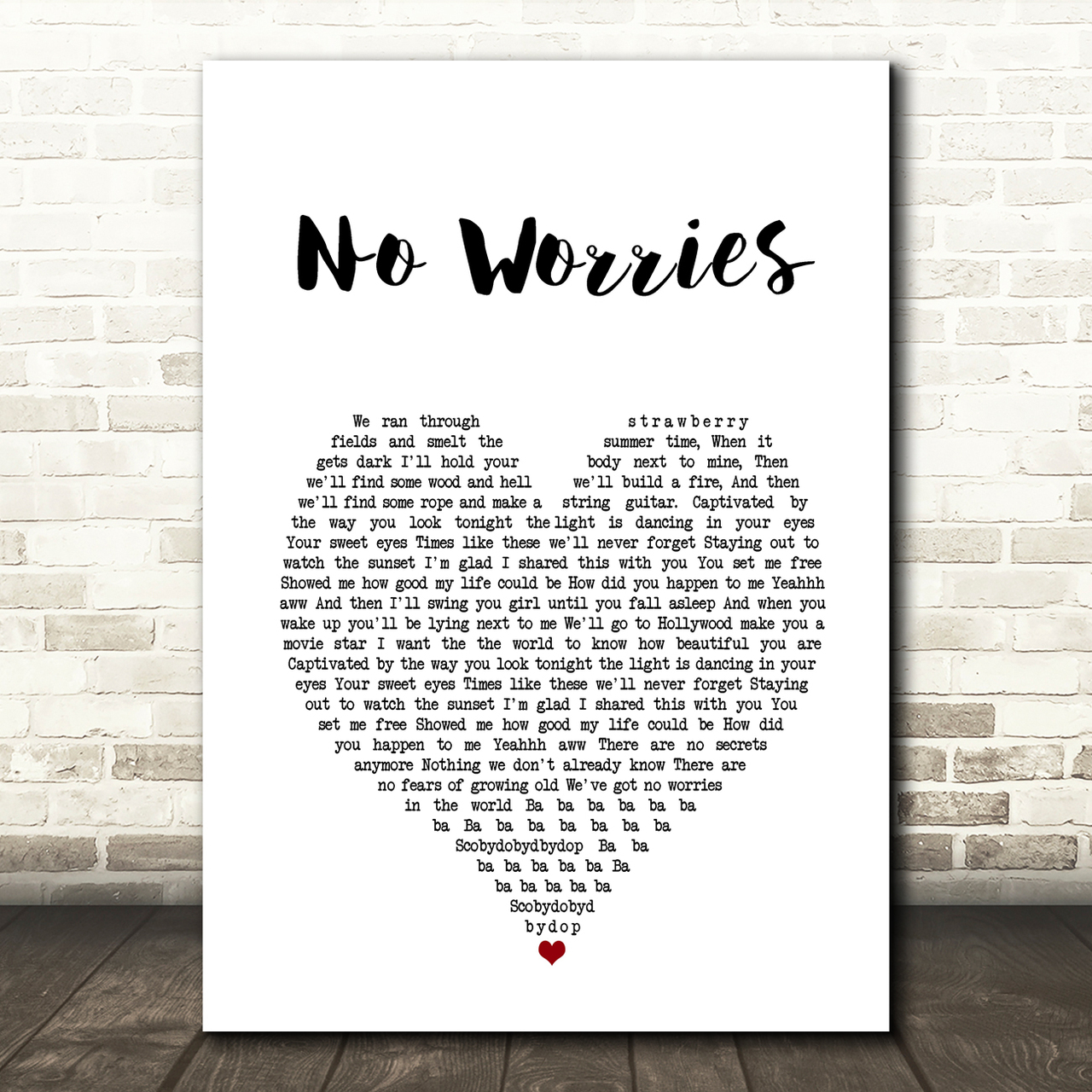 McFly No Worries White Heart Song Lyric Art Print mcfly no worries white heart song lyric art print 4735