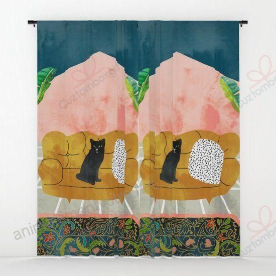 Meow On Sofa Printed Window Curtain Home Decor meow on sofa printed window curtain home decor 8361