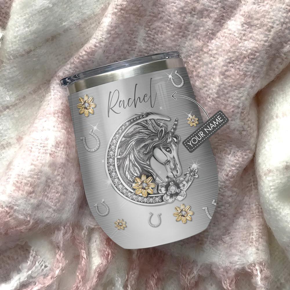 metal style horse take it all in stride personalized wine tumbler 2572