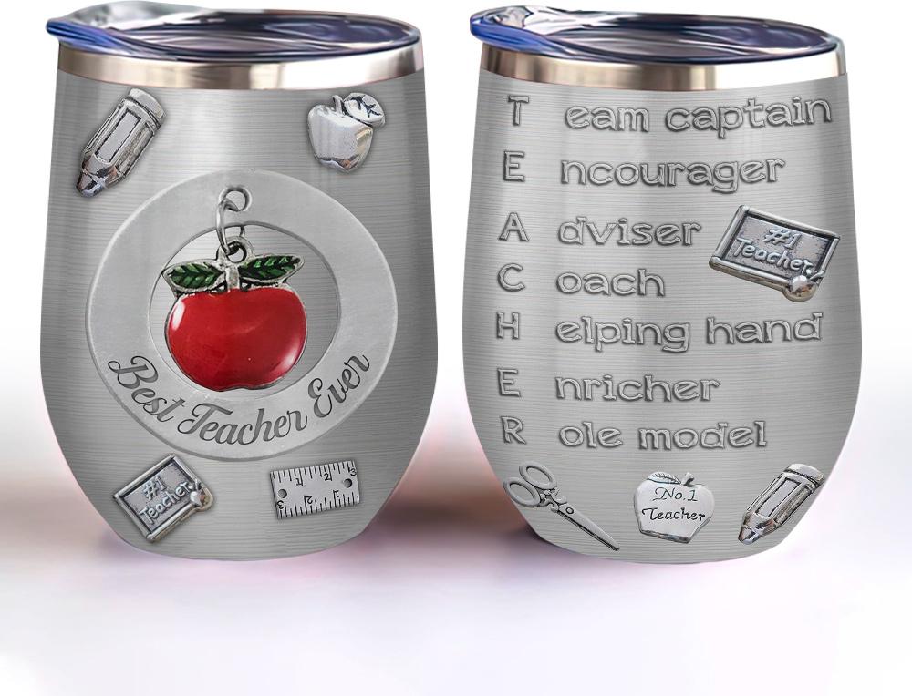 metal style preschool teacher teacher alphabet teacher wine tumbler teacher gift wine tumbler 5755