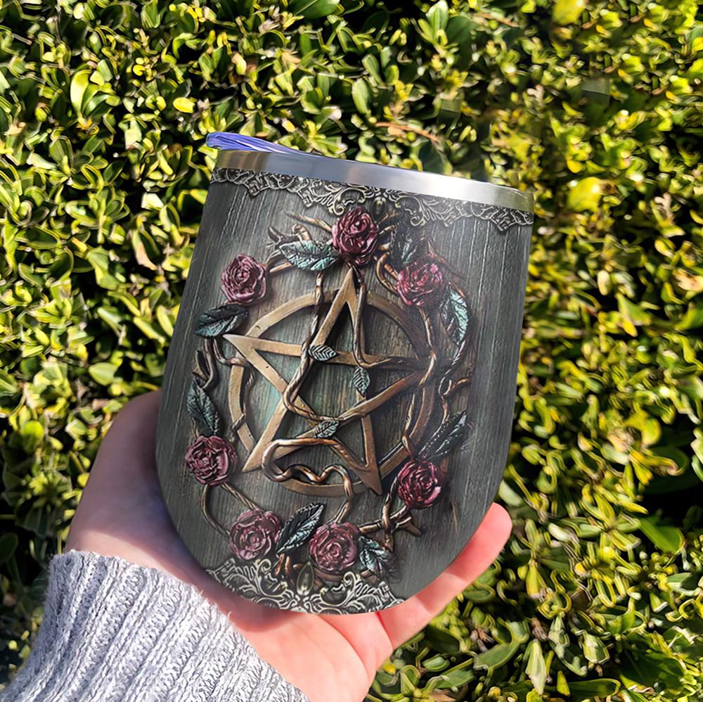 Metal Style Wicca Symbol Personalized Wine Tumbler metal style wicca symbol personalized wine tumbler 3674