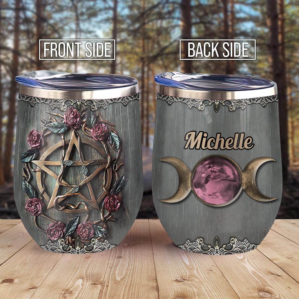 Metal Style Wicca Symbol Personalized Wine Tumbler metal style wicca symbol personalized wine tumbler 8329
