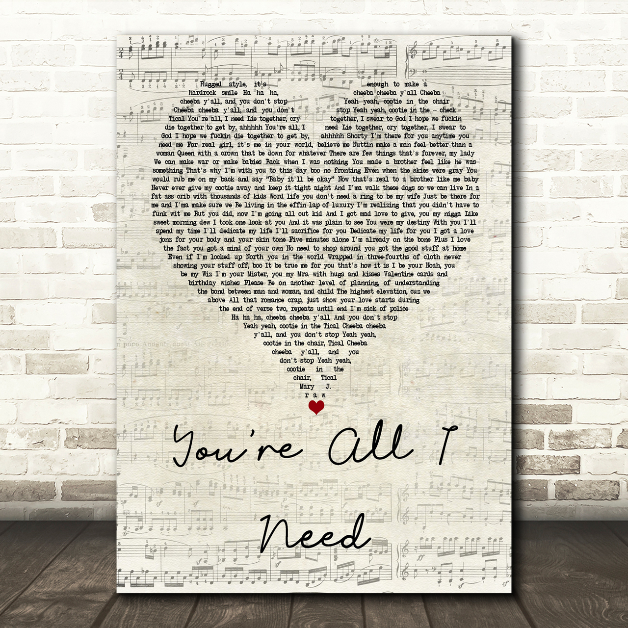 method man youre all i need script heart song lyric print 7829