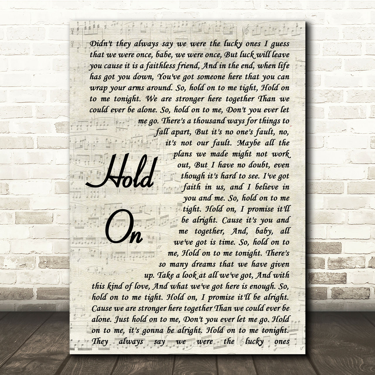 michael buble hold on vintage script song lyric quote print 5732