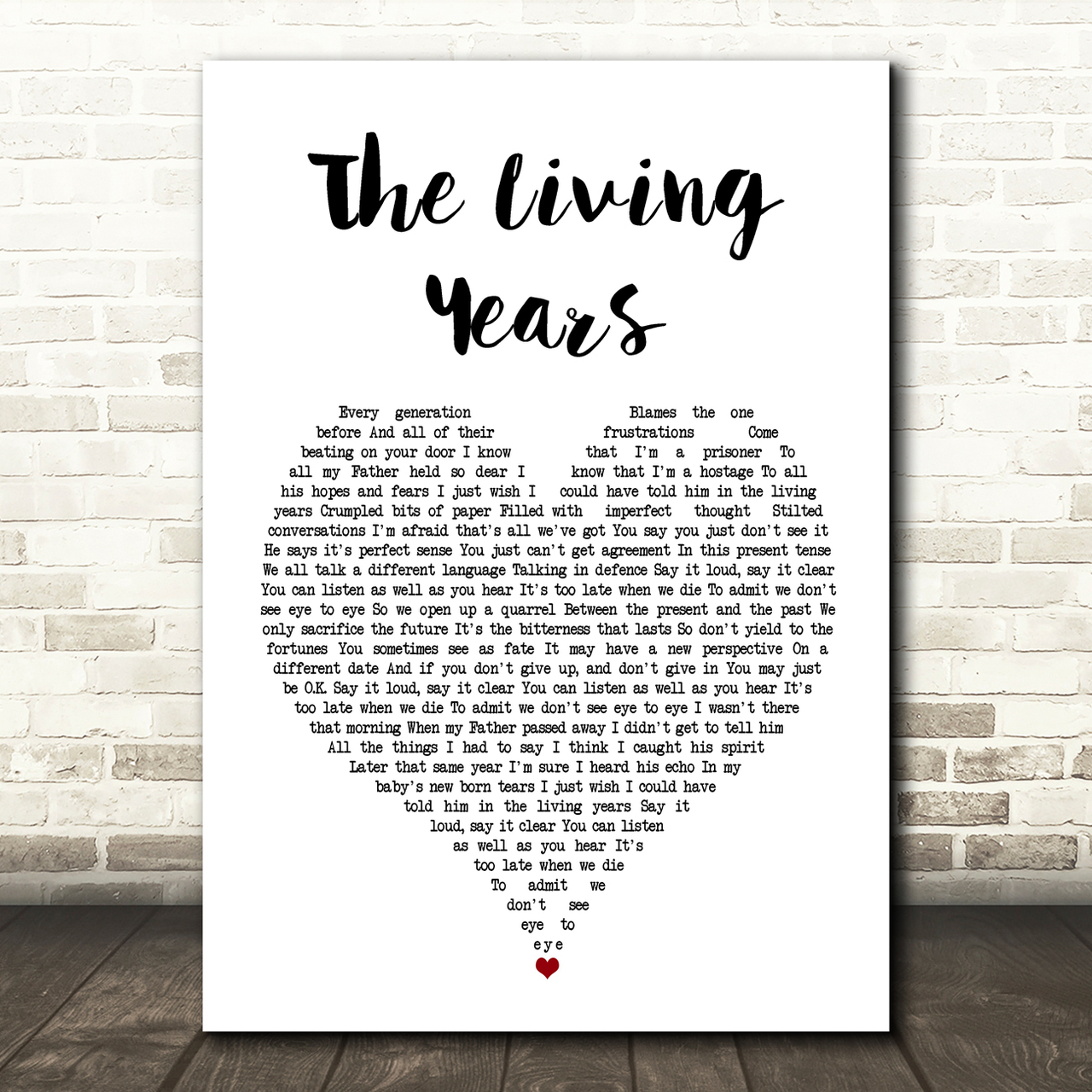 mike the mechanics the living years white heart song lyric music print 3974