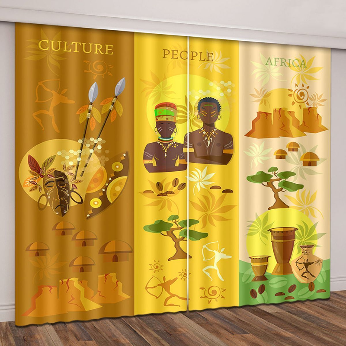 modern 3d african culture and people printed window curtain home decor 2152