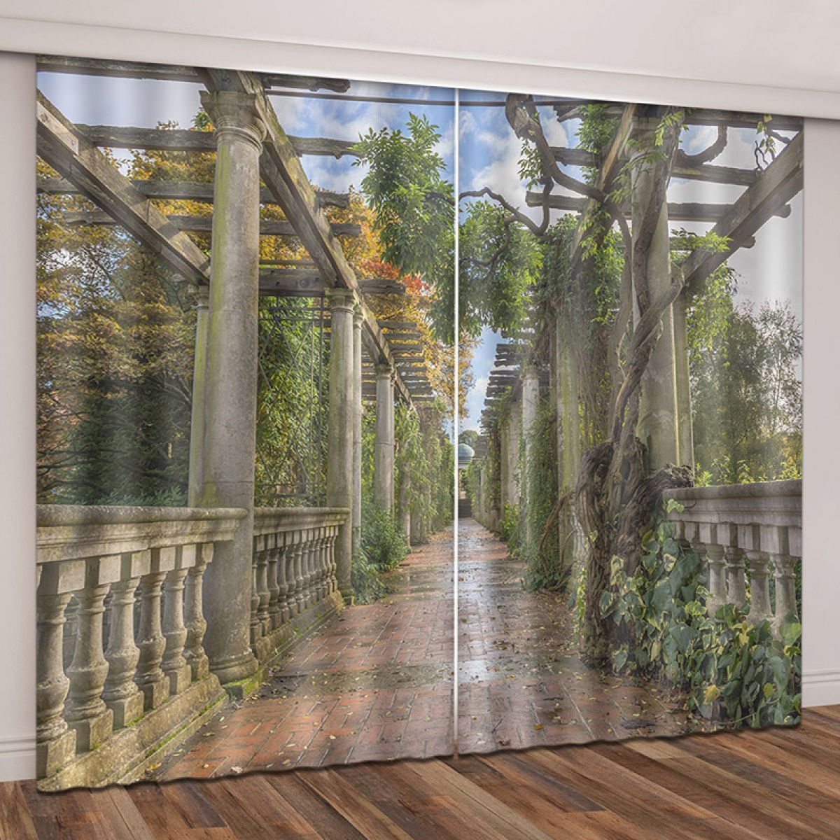 modern 3d garden corridor printed window curtain home decor 5693