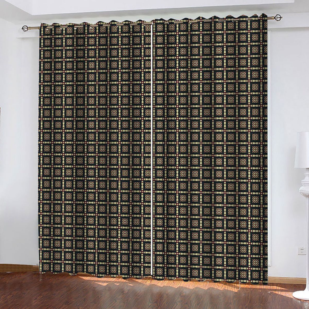modern 3d geometric dark window curtain home decor 7832