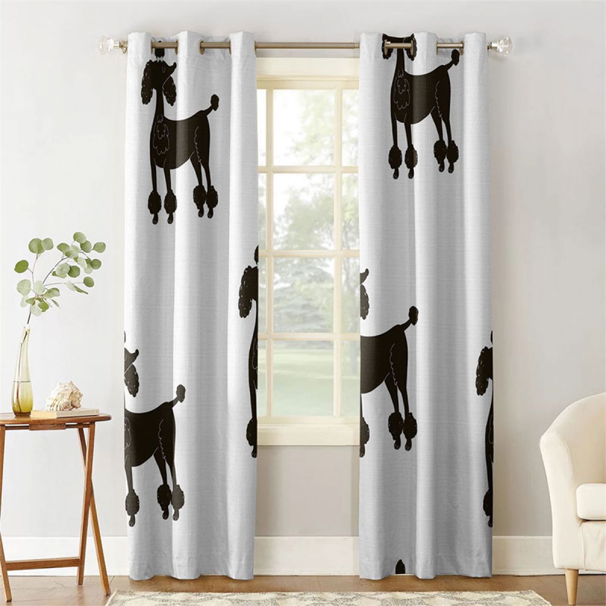 modern 3d herding dog printed window curtain home decor 1574