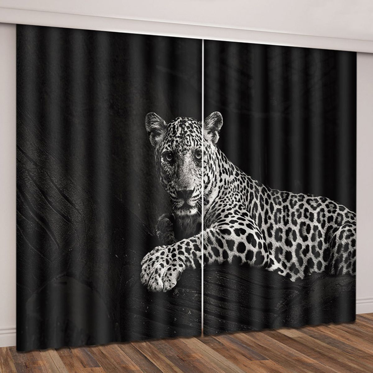 modern 3d leopard lying on the tree printed window curtain home decor 8116