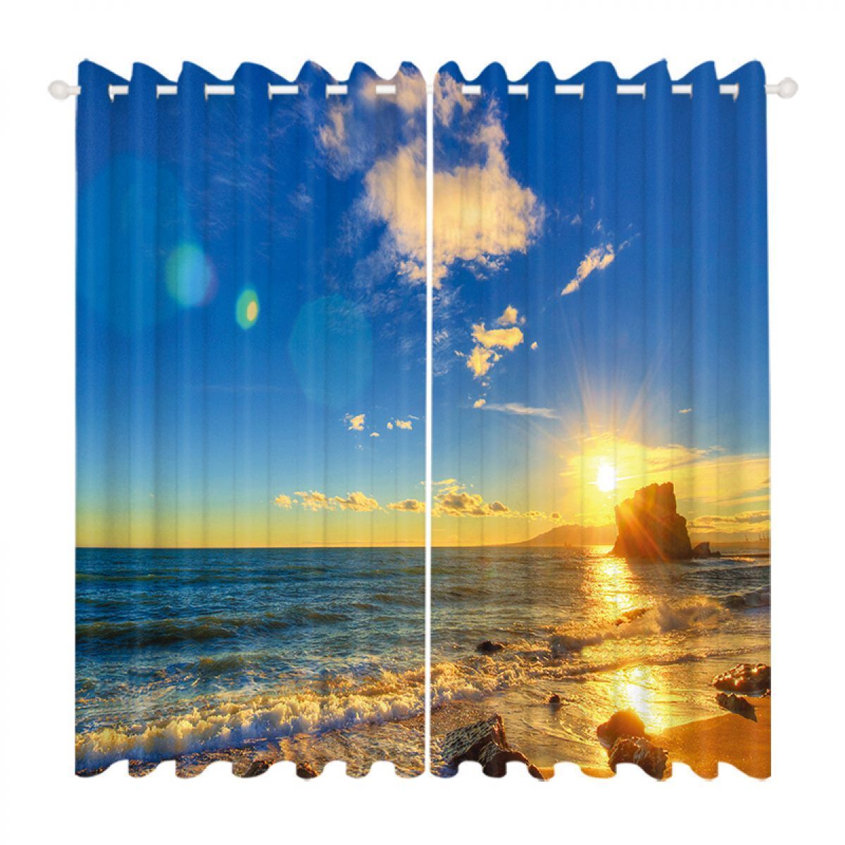 modern 3d seascape sunrise printed window curtain home decor 1187