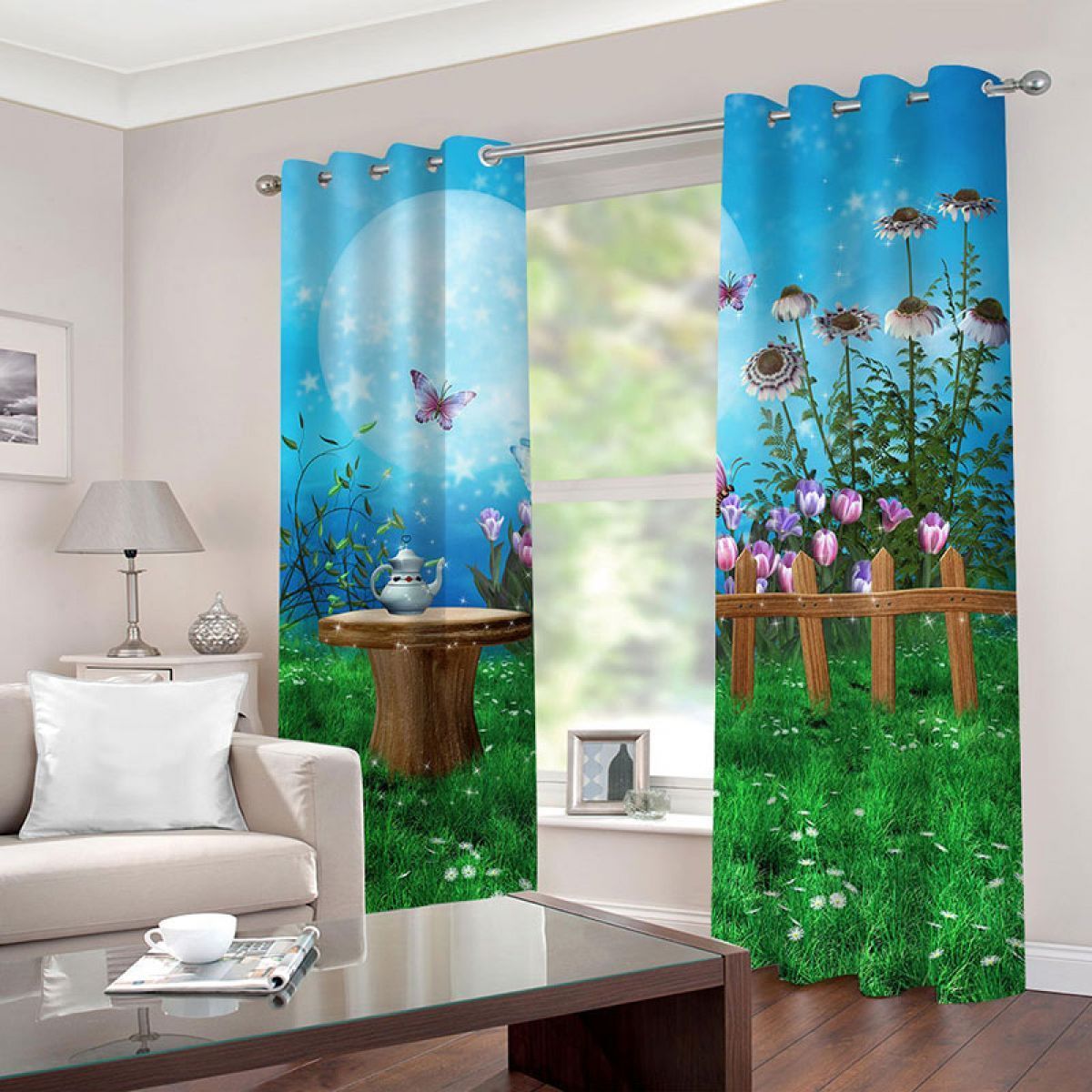 Modern 3d Teapot On The Table Printed Window Curtain Home Decor modern 3d teapot on the table printed window curtain home decor 6411