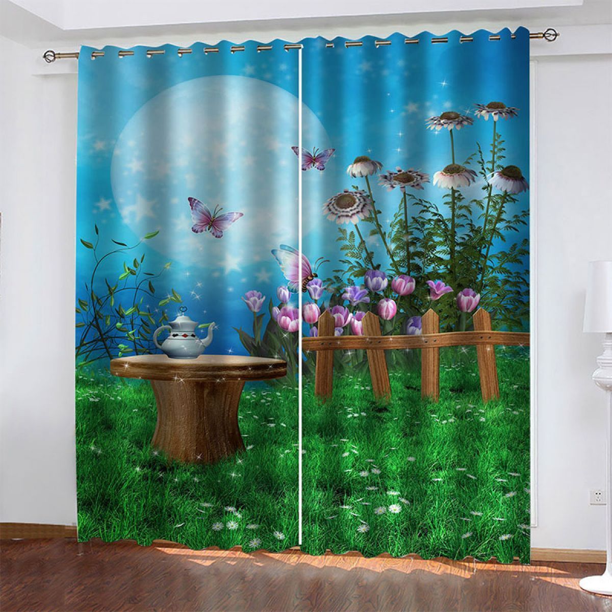 Modern 3d Teapot On The Table Printed Window Curtain Home Decor modern 3d teapot on the table printed window curtain home decor 7422