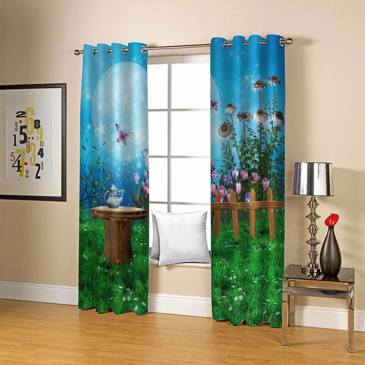 Modern 3d Teapot On The Table Printed Window Curtain Home Decor modern 3d teapot on the table printed window curtain home decor 7805