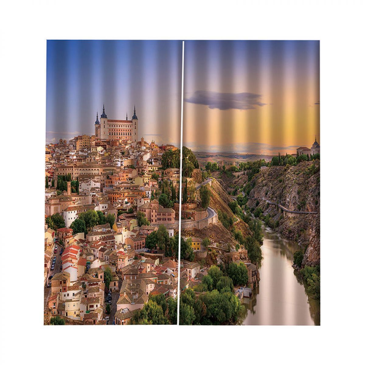 modern 3d town on the hill printed window curtain home decor 5593