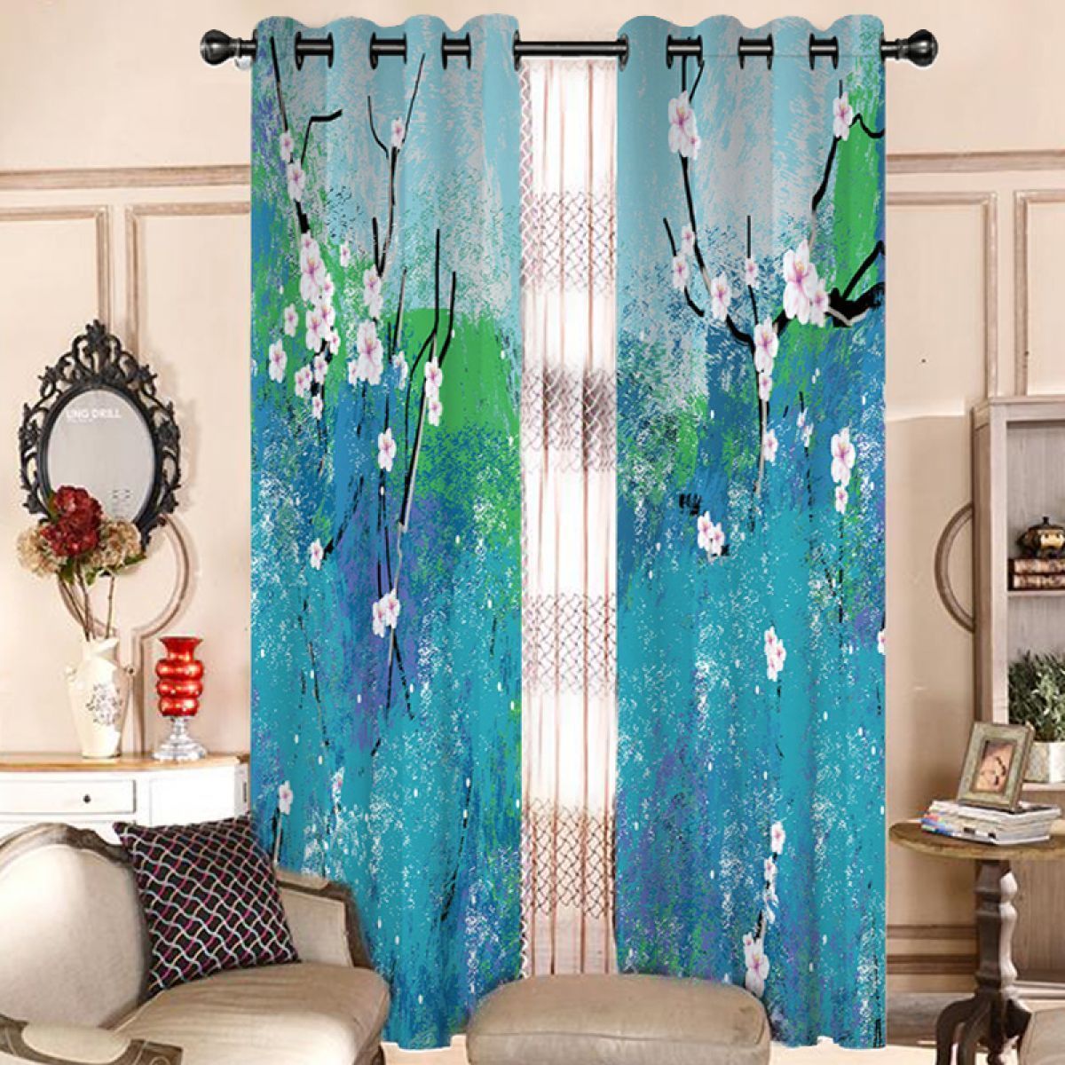 modern blossom like a painting printed window curtain home decor 7471