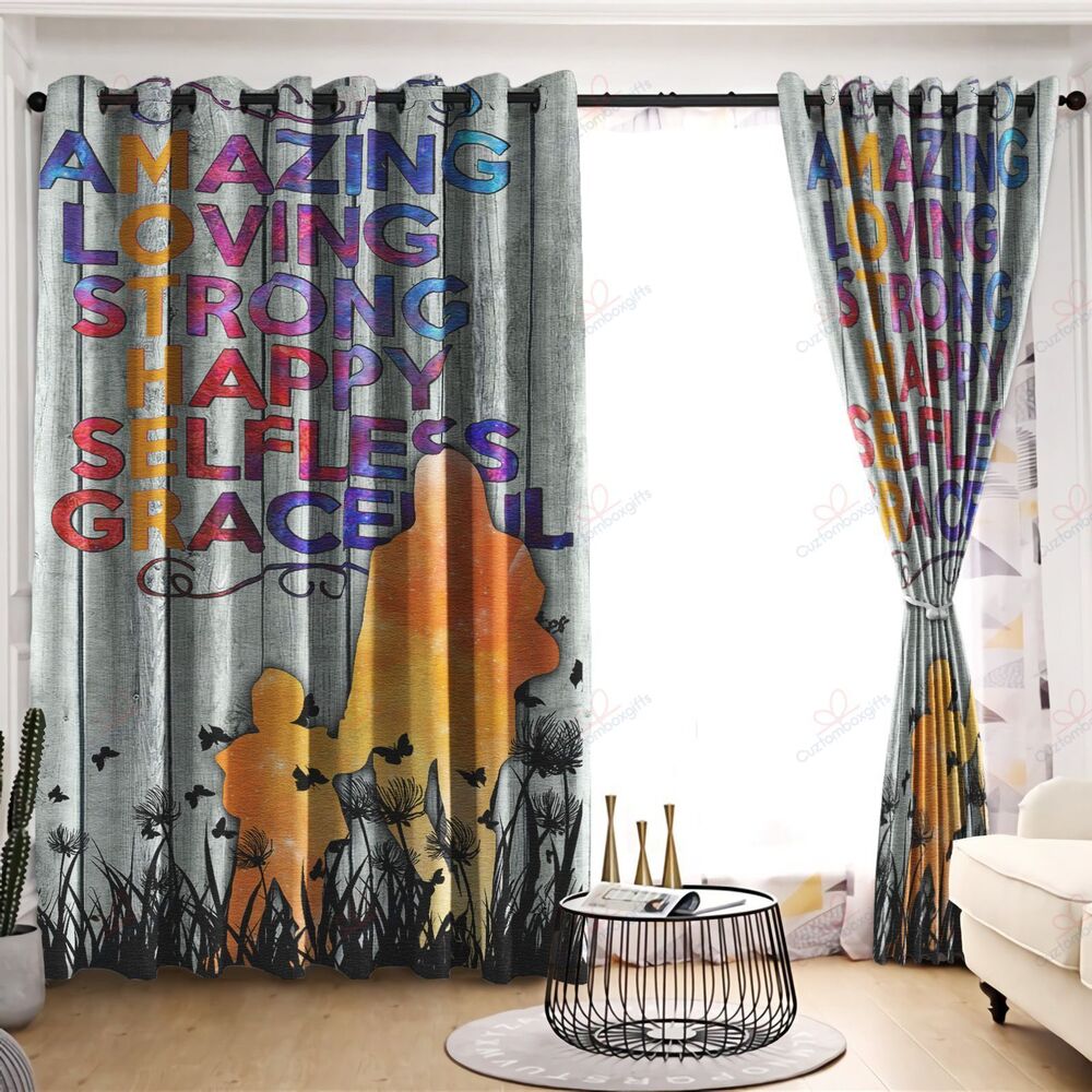 mom and son printed window curtain home decor 4966