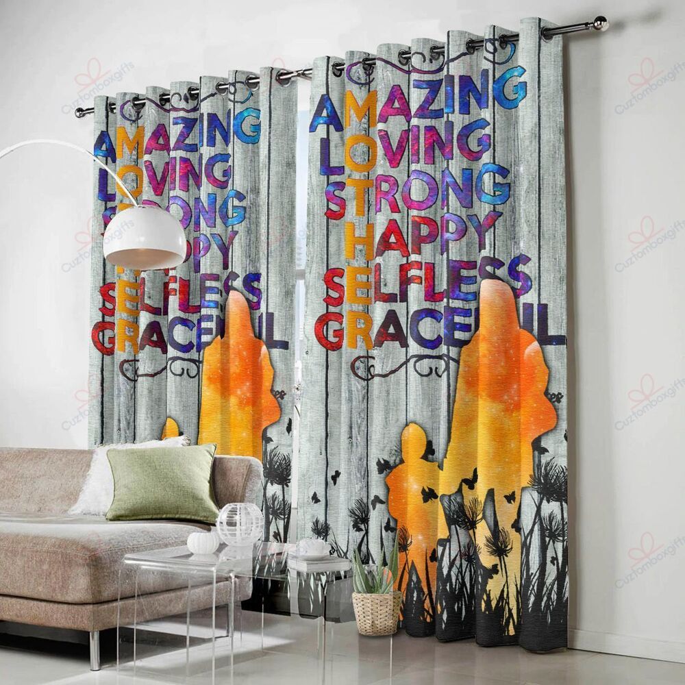 mom and son printed window curtain home decor 8849