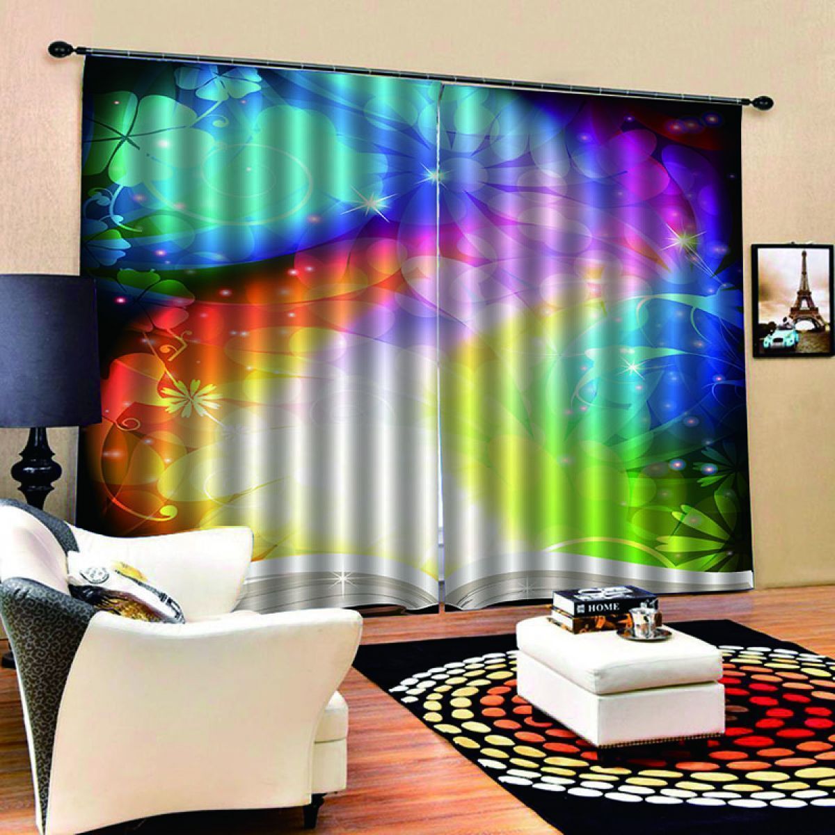multicolored light clover st patricks day printed window curtain home decor 4154