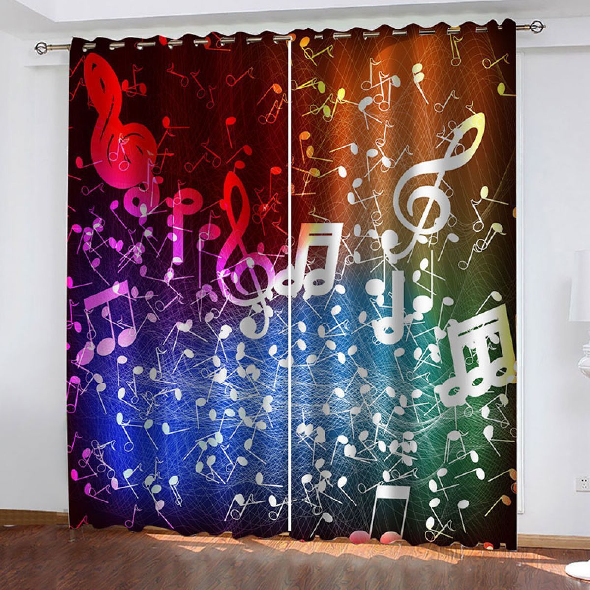 music note colorful printed window curtain home decor 2069