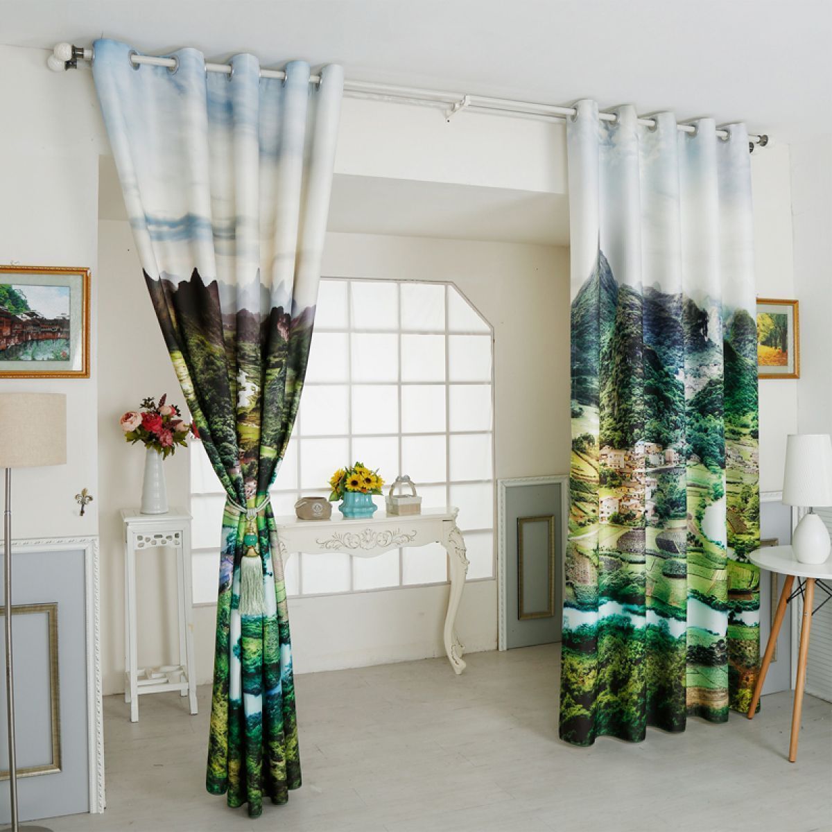 my beautiful country printed window curtain home decor 3280