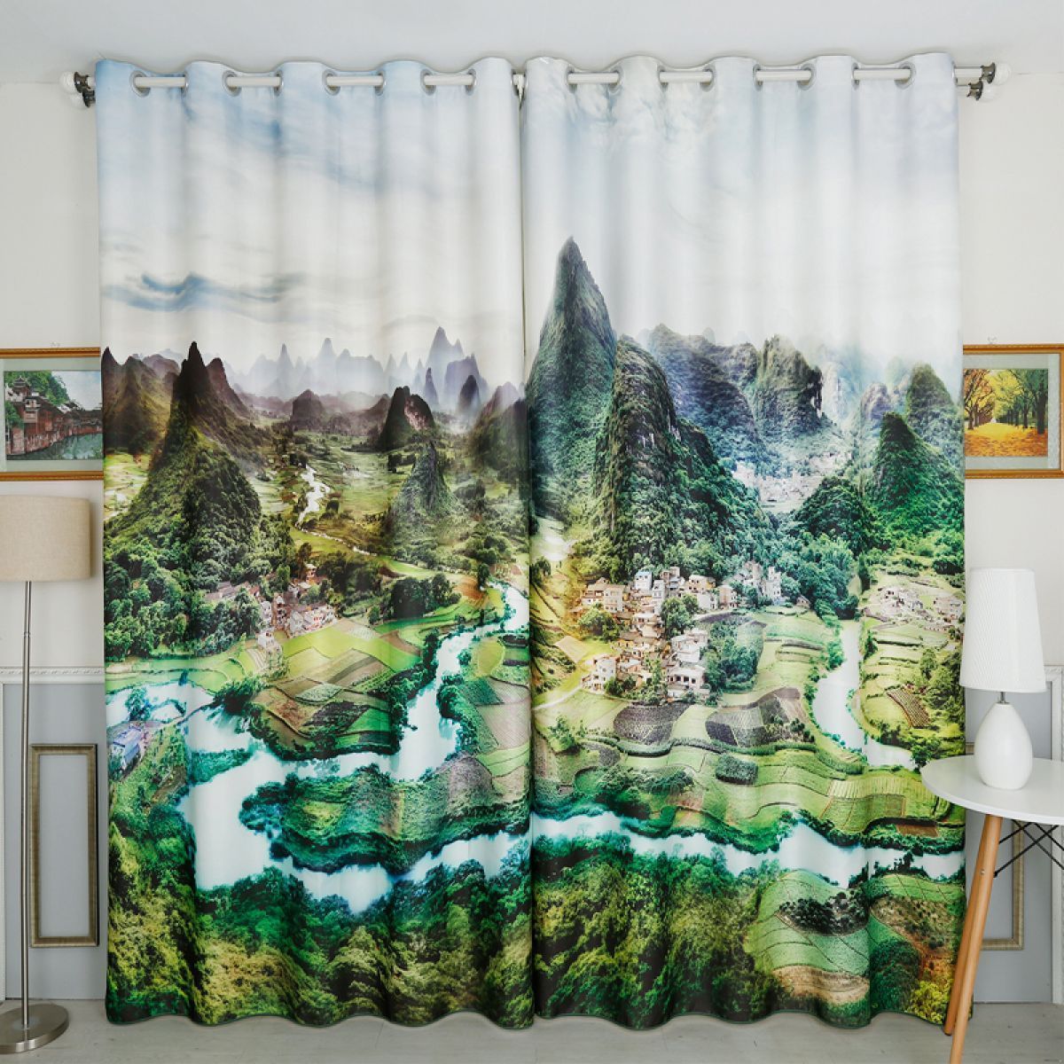 my beautiful country printed window curtain home decor 8440