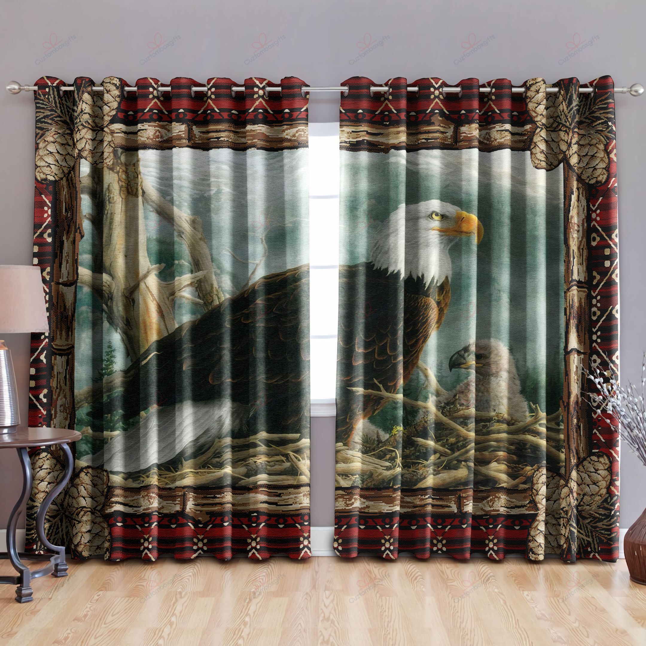 native mama eagle printed window curtain home decor 2978