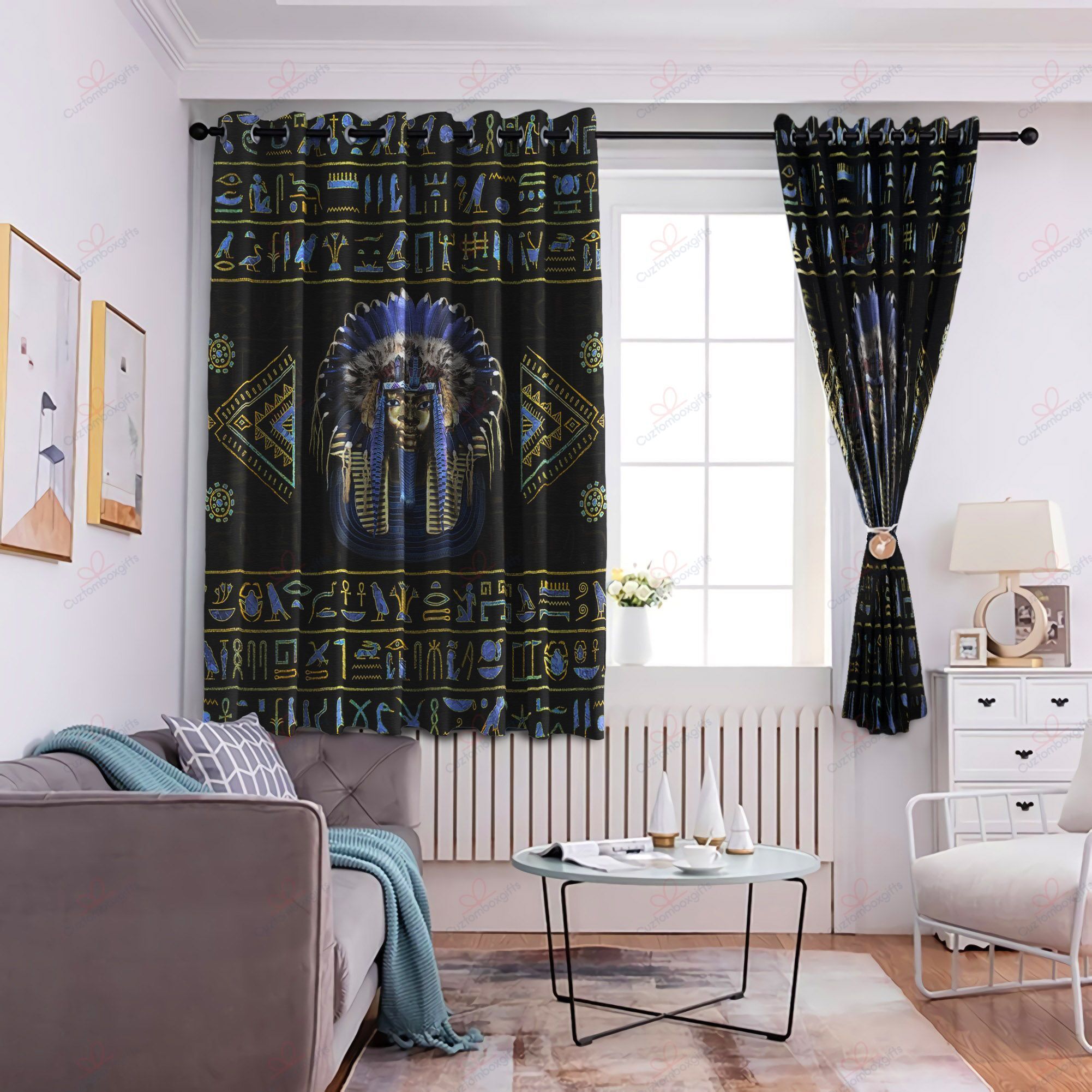 native pharaoh printed window curtain home decor 2527