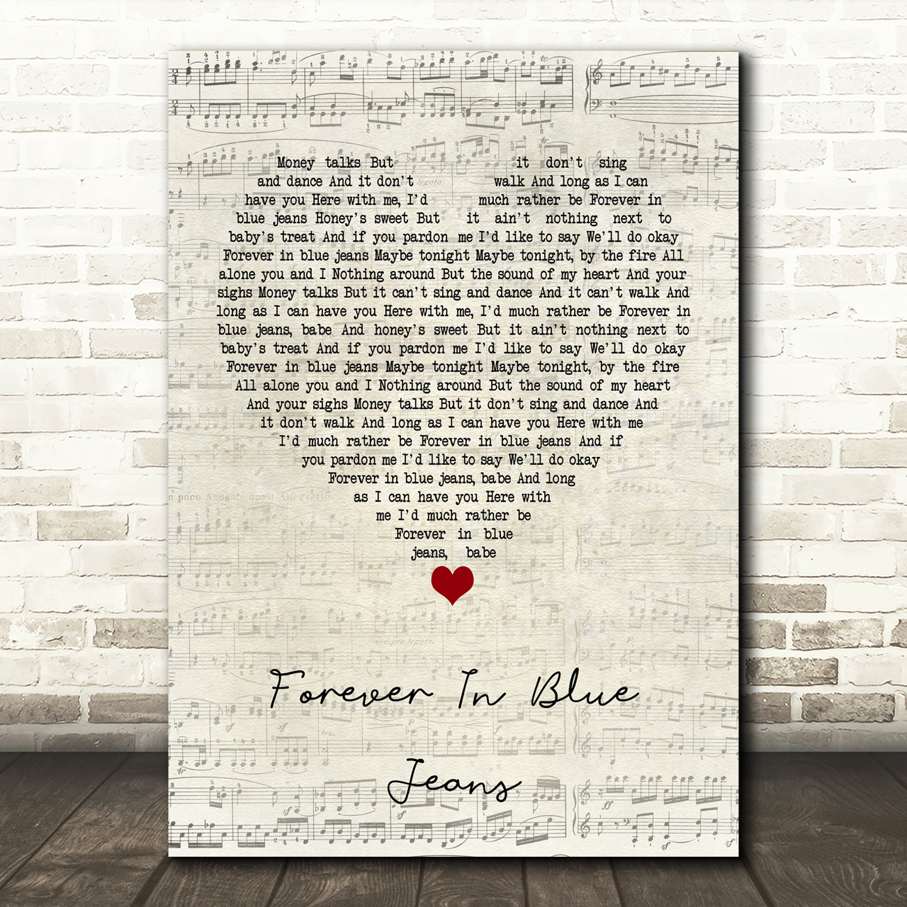 Neil Diamond Forever In Blue Jeans Script Heart Song Lyric Music Print neil diamond forever in blue jeans script heart song lyric music print 1746