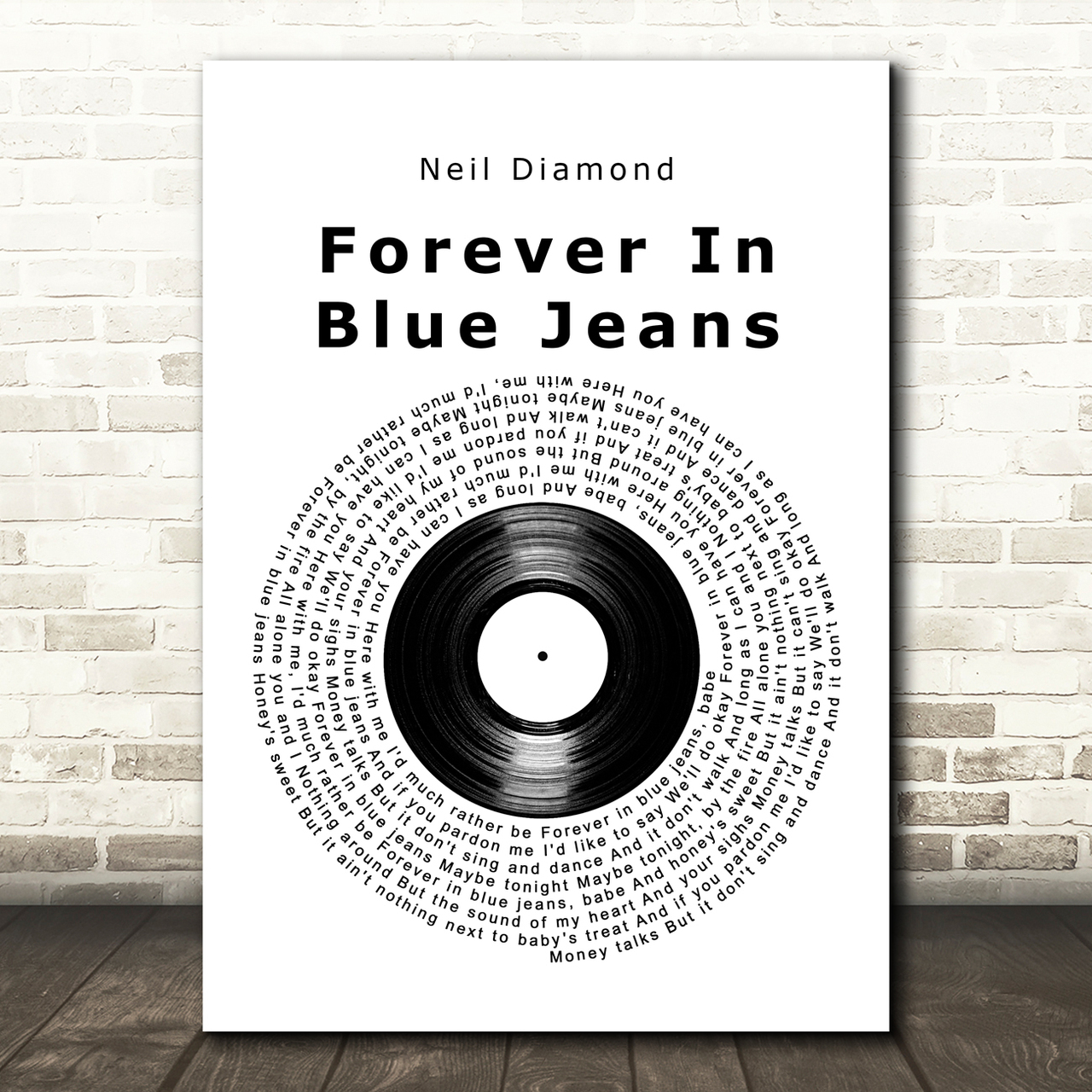 neil diamond forever in blue jeans vinyl record song lyric art print 4015