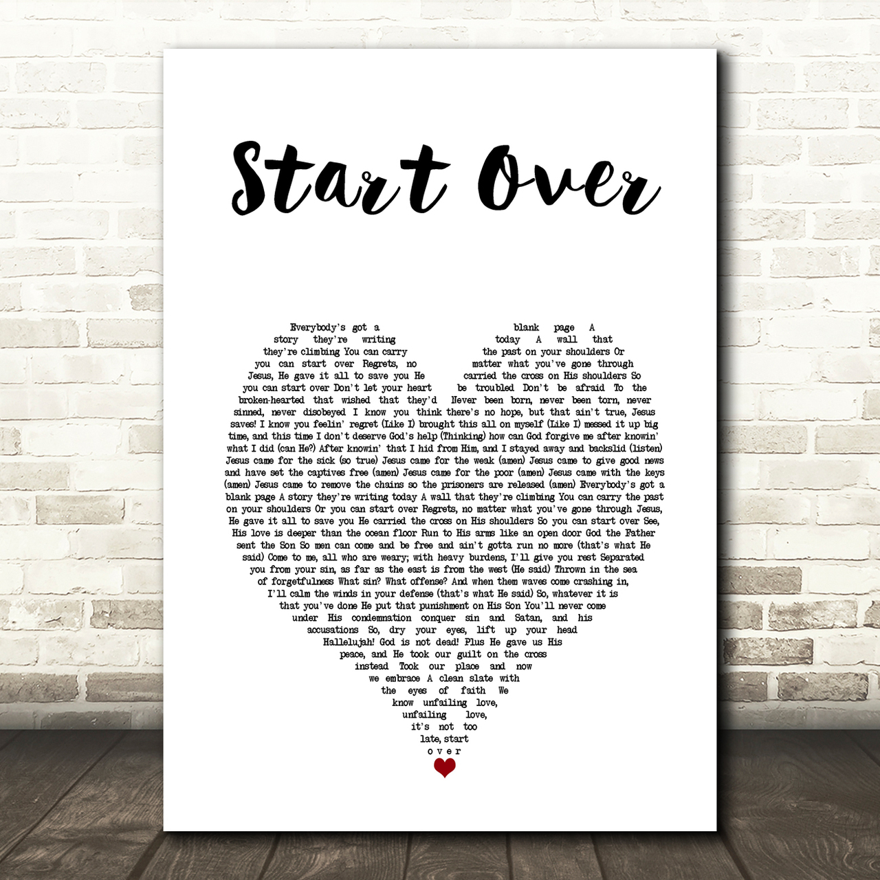 NF Start Over White Heart Song Lyric Art Print nf start over white heart song lyric art print 3034
