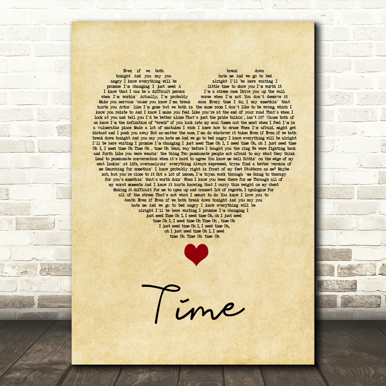 NF Time Vintage Heart Song Lyric Quote Music Poster Print nf time vintage heart song lyric quote music poster print 4539