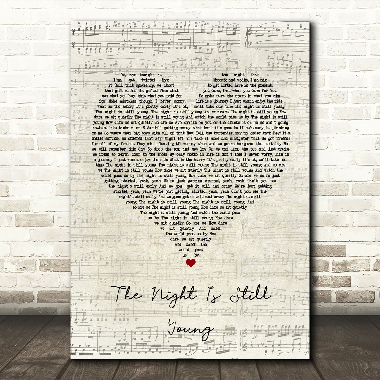 nicki minaj the night is still young script heart song lyric music print 5681
