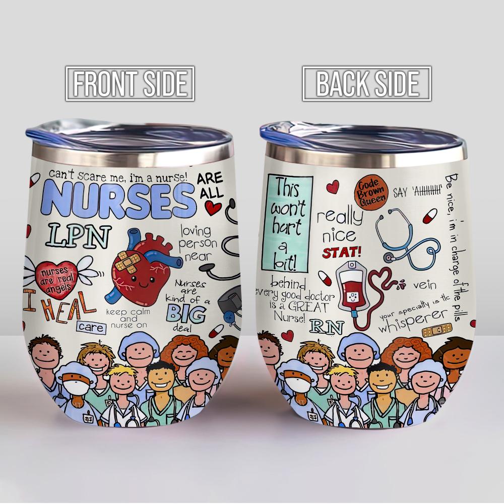 nurses are real angels nurse pattern wine tumbler nurses gift wine tumbler 7311