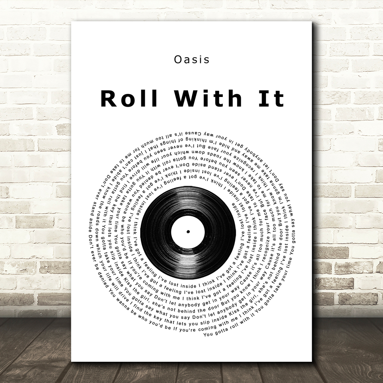 oasis roll with it vinyl record song lyric art print 4263