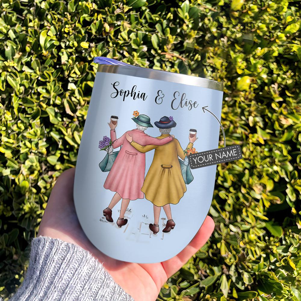 Old Best Friends Personalized Wine Tumbler old best friends personalized wine tumbler 8509