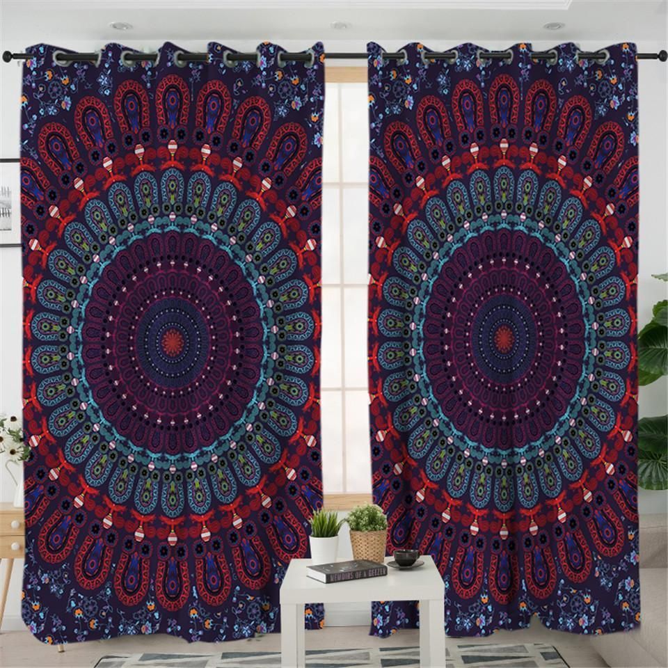 paisley mandala window curtains home decor 6794