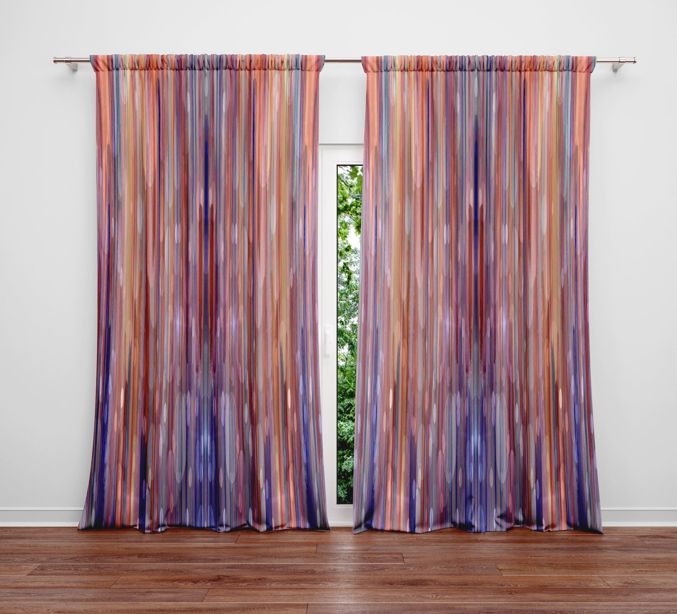 pastel watercolor boho design printed window curtain 1784