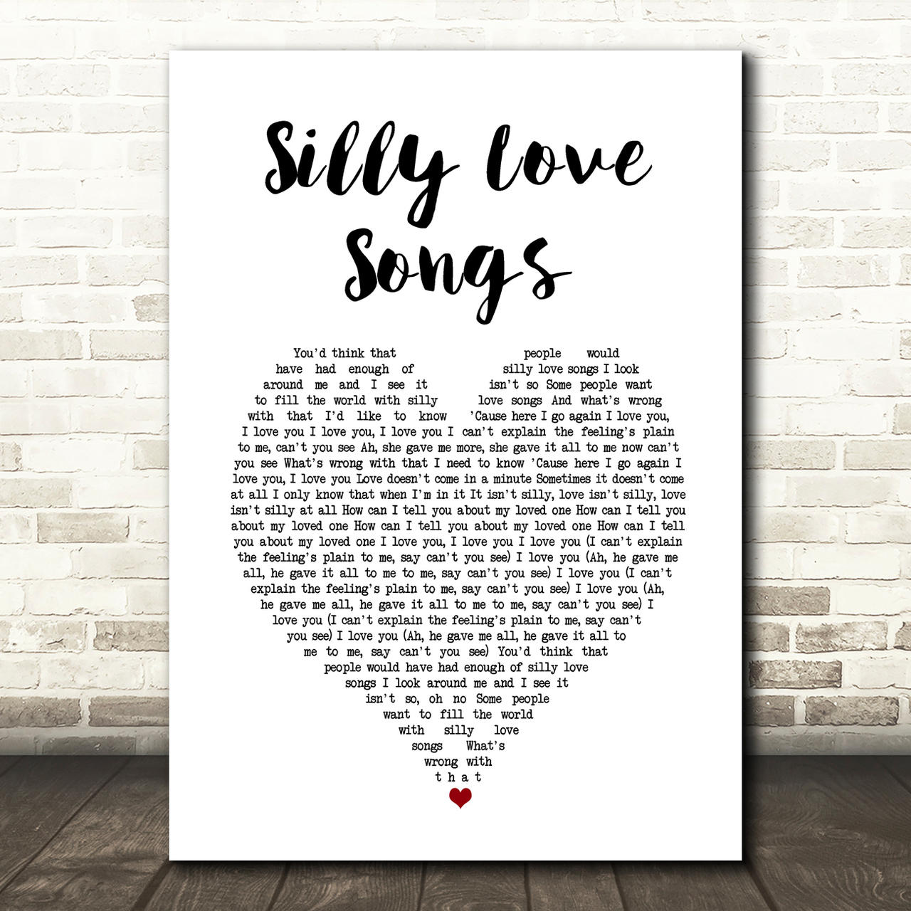 Paul McCartney and Wings Silly Love Songs White Heart Song Lyric Art Print paul mccartney and wings silly love songs white heart song lyric art print 8801