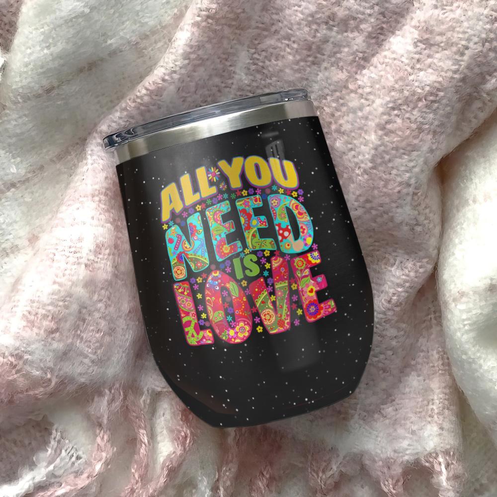 peace love frog hippie flower all you need is love hippie wine tumbler hippie gift wine tumbler 5774