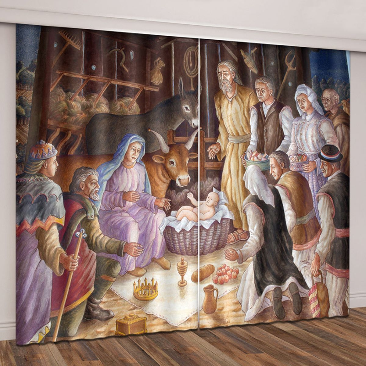 people celebrate for the baby printed window curtain home decor 4927