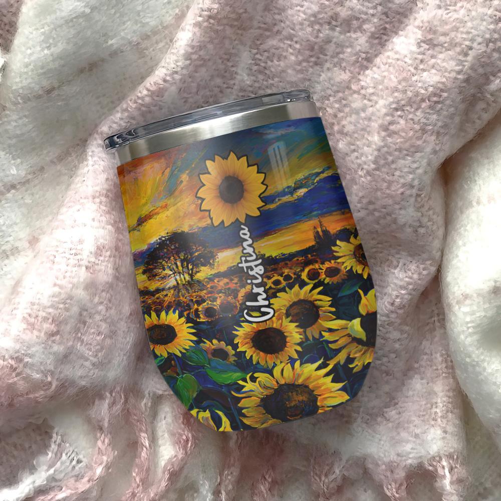 personalized be a sunflower stand strong and follow the sun wine tumbler 1040