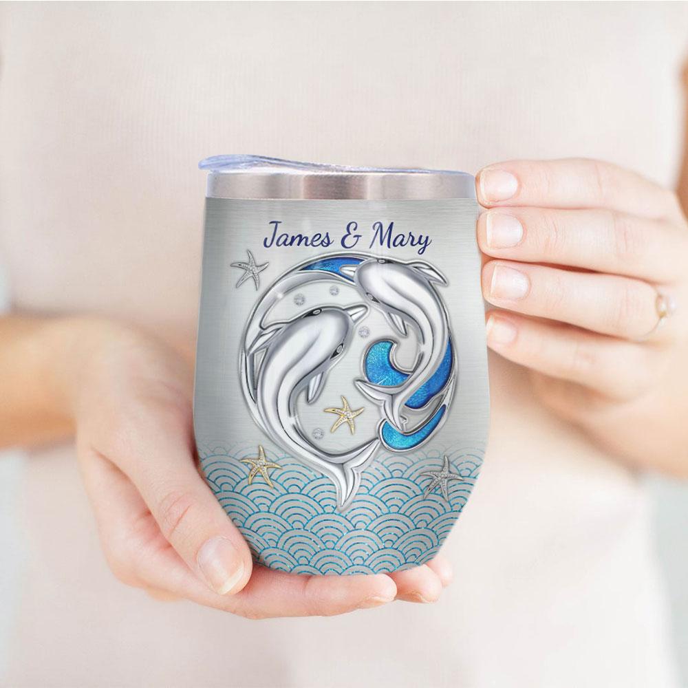Personalized Dolphin Couple Wine Tumbler personalized dolphin couple wine tumbler 6110