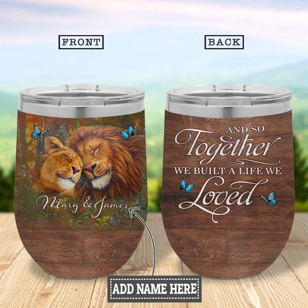Personalized Lion Couple Wine Tumbler personalized lion couple wine tumbler 1146