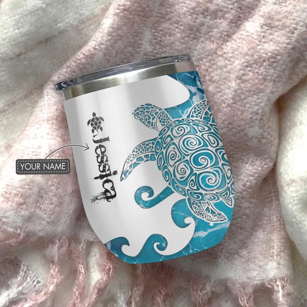 Personalized Love Turtle Wine Tumbler personalized love turtle wine tumbler 4801