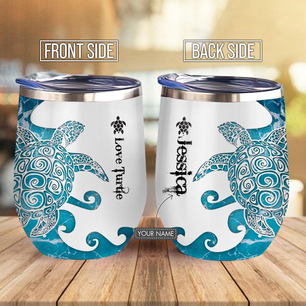 Personalized Love Turtle Wine Tumbler personalized love turtle wine tumbler 7694