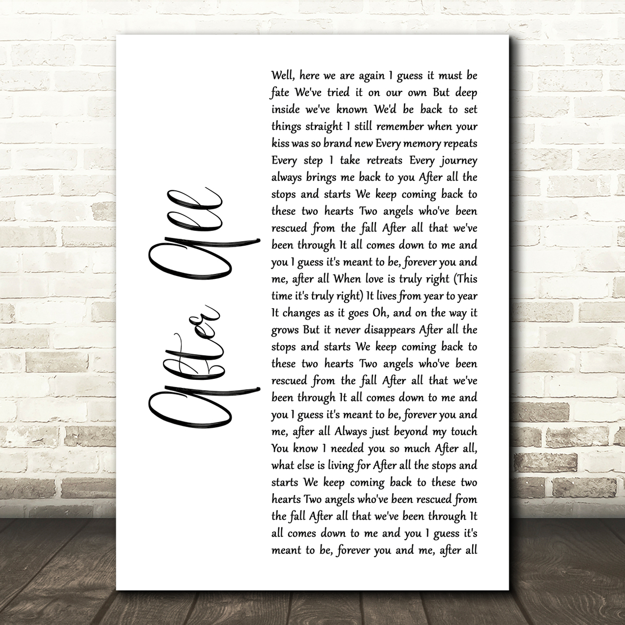 peter cetera and cher after all white script song lyric music print 8938