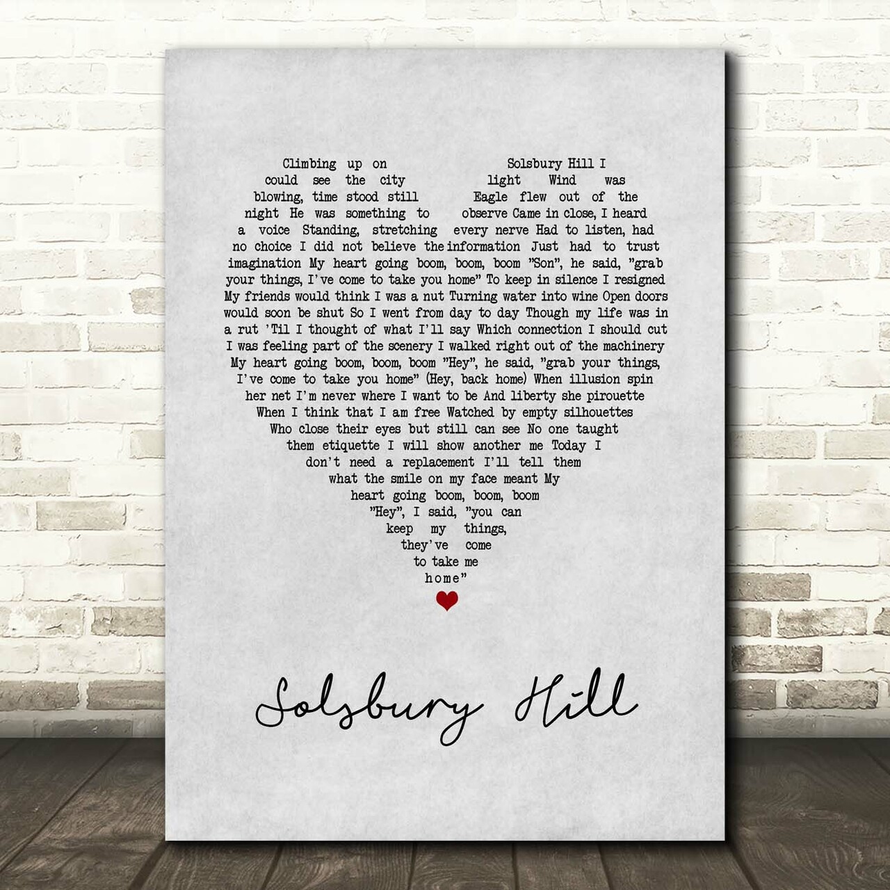 Peter Gabriel Solsbury Hill Grey Heart Song Lyric Print peter gabriel solsbury hill grey heart song lyric print 6012